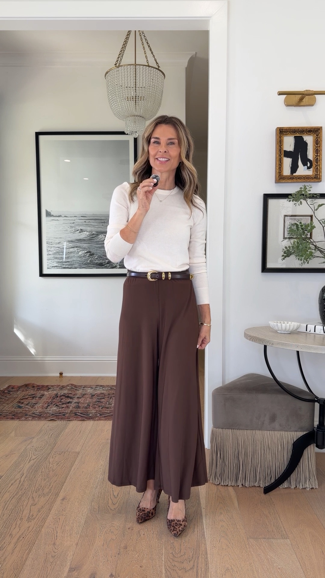 Belk Mocha edit! I’m 5’6’’
-mocha palazzo pant size S
-leopard heels TTS
-cotton blend sweater size XS
@Belk #BelkPartner

#LTKootd #LTKstorytime #LTKSeasonal