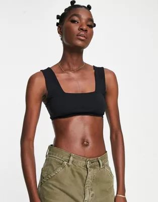 ASOS DESIGN super crop square neck cami in black | ASOS (Global)