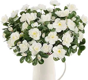 GTIDEA 8pcs Fake Flowers Azalea Artificial Geraniums for Outdoors Silk White Flower Faux Wildflow... | Amazon (US)