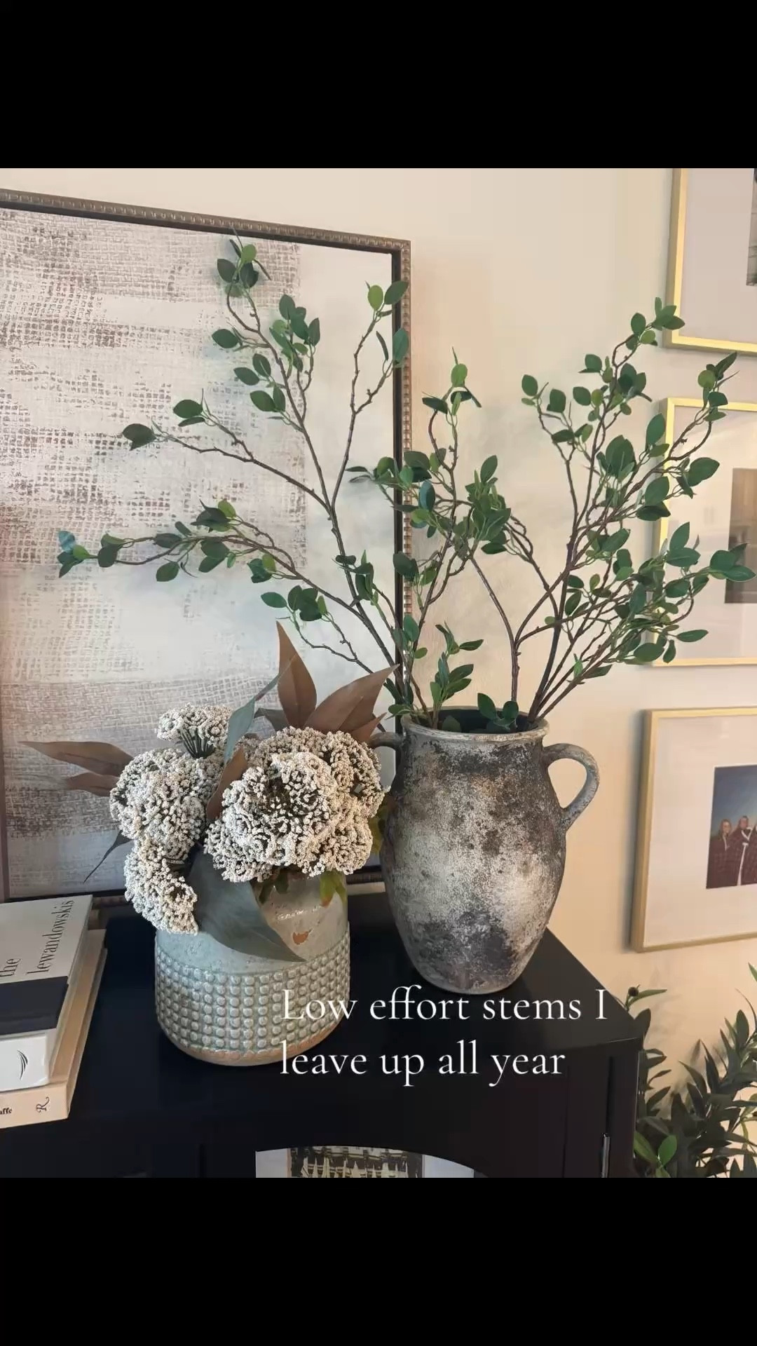 Low effort stems I leave up all year 🤍

I stopped trying to keep up with seasonal swaps and just started buying stems that always work

greens + whites + neutrals = done

Most of mine are from Amazon & Michaels with a couple from Walmart & Wayfair mixed in

Saved the exact ones I use to my LTK

#LTKHome