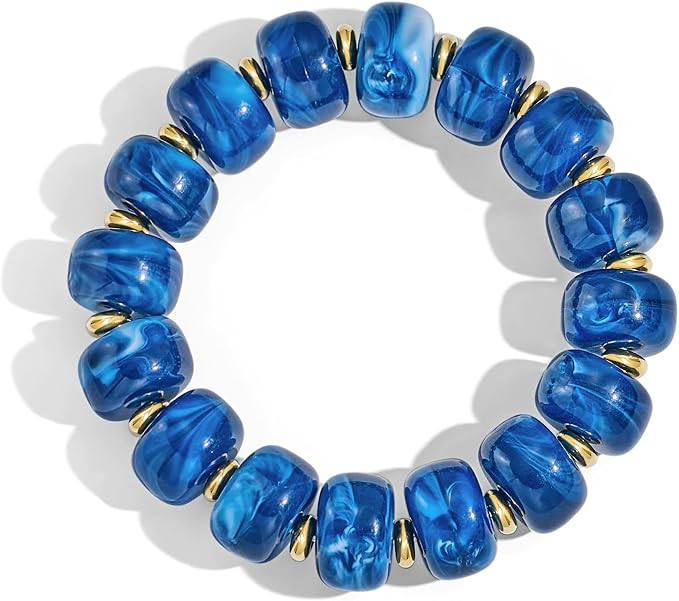 Beaded Bracelet for Women Colorful Chunky Beaded Bracelet Boho Summer Bracelet Trendy Stretch Res... | Amazon (CA)