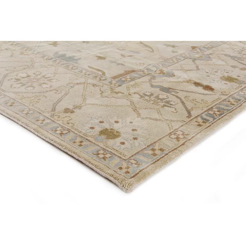 Oushak Oriental Hand-Knotted Wool Ivory Area Rug | Wayfair North America
