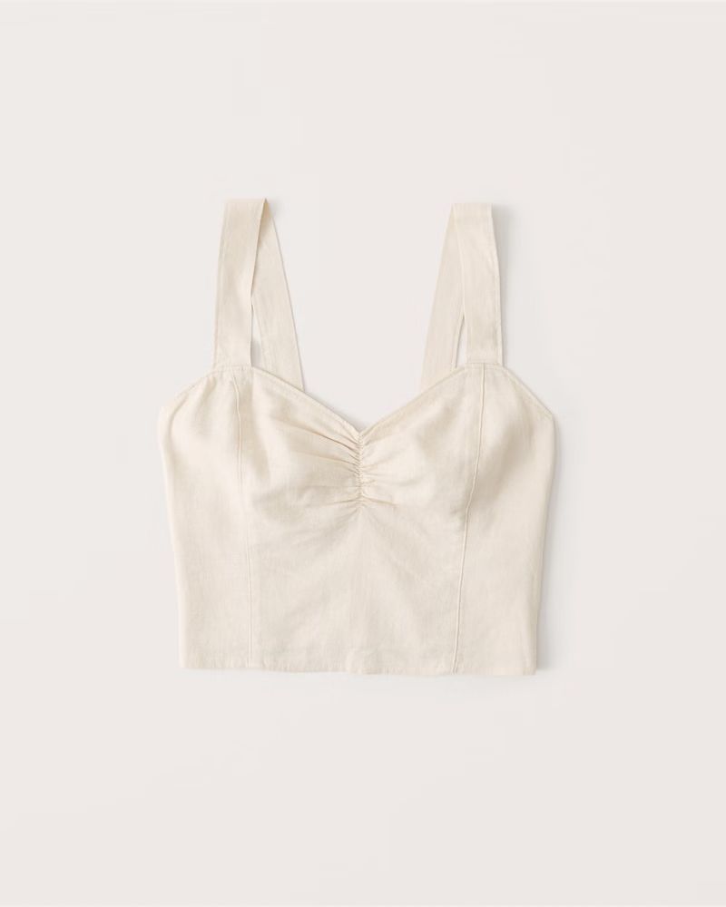 Wide Strap Cinched Linen-Blend Cami | Abercrombie & Fitch (US)
