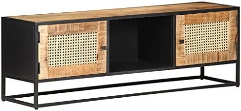Jinxuny TV Cabinet 47.2"x11.8"x15.7" Rough Mango Wood and Natural Cane | Amazon (US)