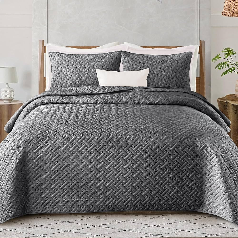 Exclusivo Mezcla Soft Quilt Set Queen Full Size, 3 Pieces Lightweight Quilts Grey Bedspreads Cove... | Amazon (US)
