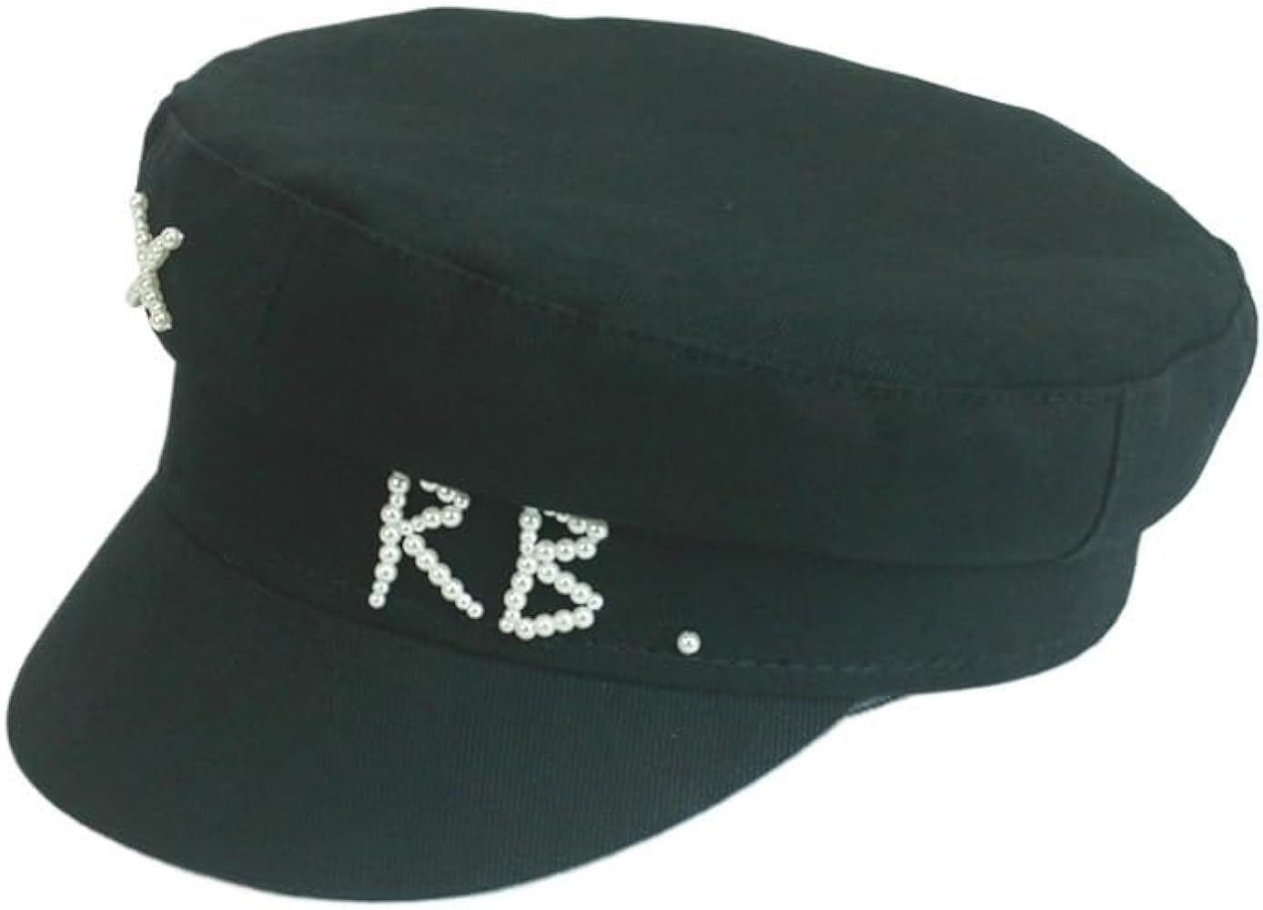 Women RB Letter Militray Hat Fashion Streetwear Navy Hat Adjustable Flat Top Newsboy Caps Casual ... | Amazon (US)