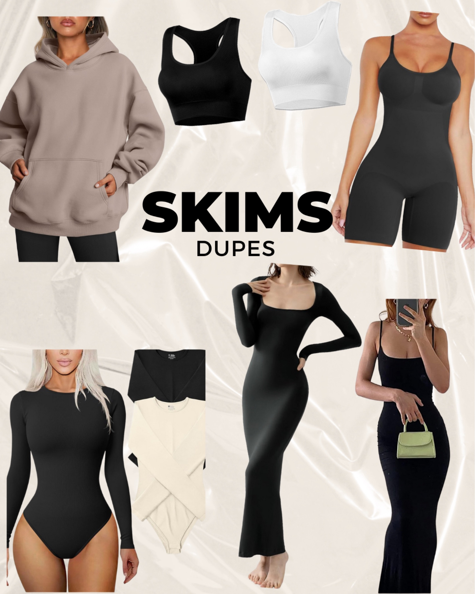 Black is my favorite color right now, skims dupes, long dress, comfy cozy, bodysuit, Shapewear, sports bra, Amazon dupes

#LTKsalealert #LTKfindsunder50 #LTKstyletip