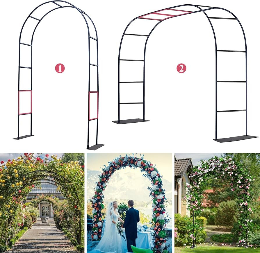 Thickened Tube Garden Arch Trellis - 4.6ft Wide x 7.9ft High or 7.6ft Wide x 6.4ft High - Garden ... | Amazon (US)