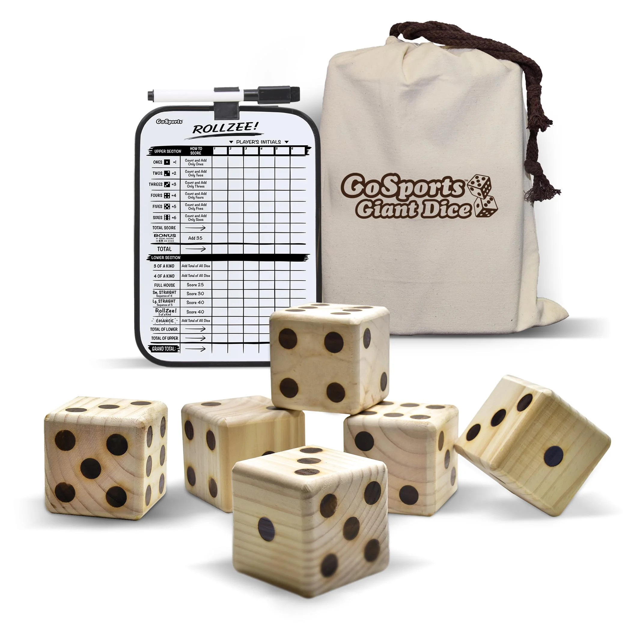 GoSports Giant Wooden Dice - 2.5" Size - Set of 6 | Walmart (US)