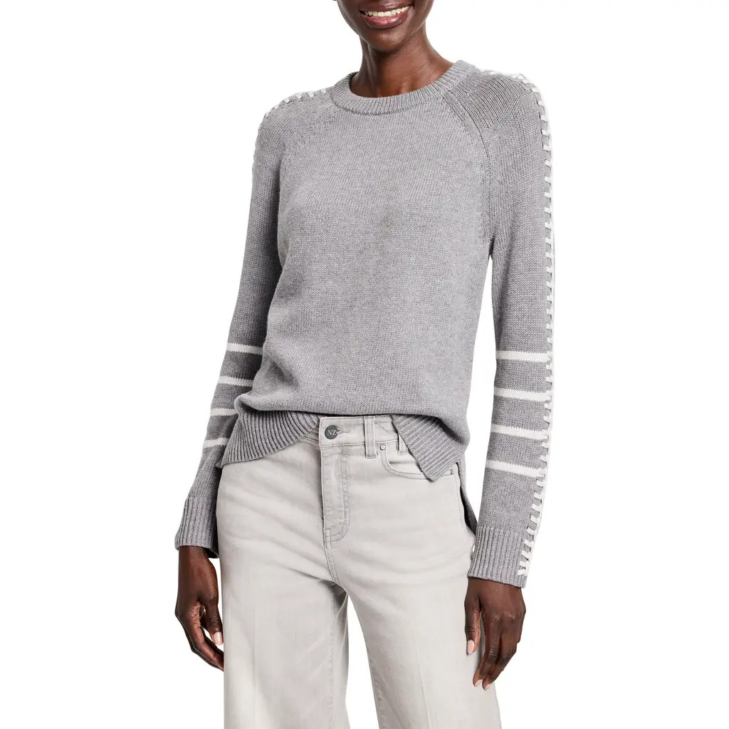 NIC+ZOE Dashing Down Whipstitch High/Low Sweater in Grey Multi at Nordstrom, Size Petite P | Nordstrom