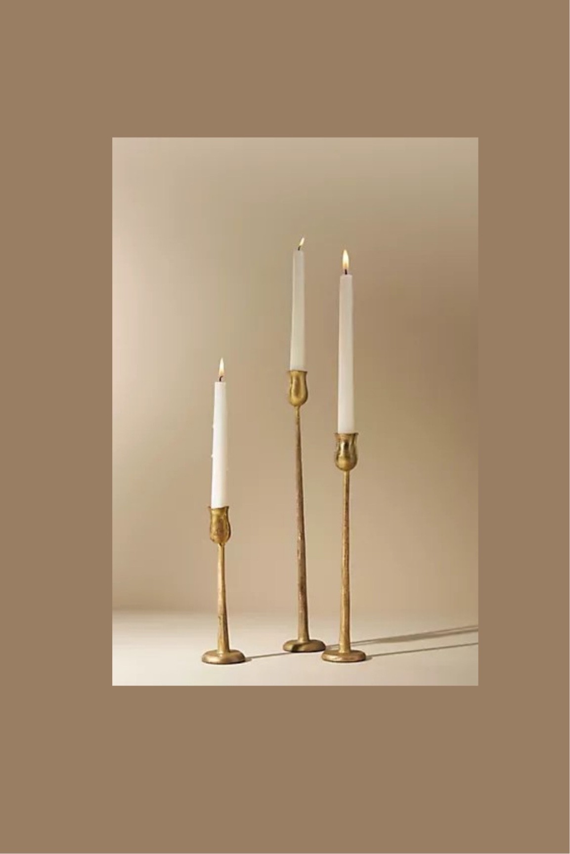 Ordered 5: one large, two mediums and two smalls.  Would look pretty on a mantel or tablescape. #brasscandleholders

#LTKhome #LTKHoliday #LTKSeasonal