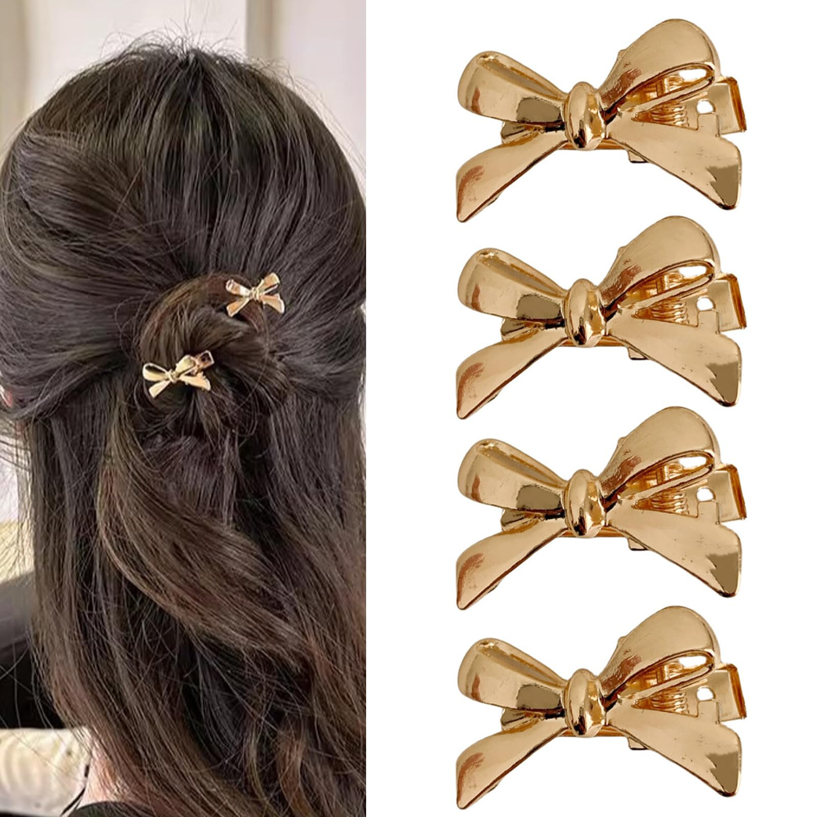 Totelux Gold Bow Hair Clips Metal Alligator Clips Cute Bow Hair Barrettes for Women Girls Hair Ac... | Amazon (US)