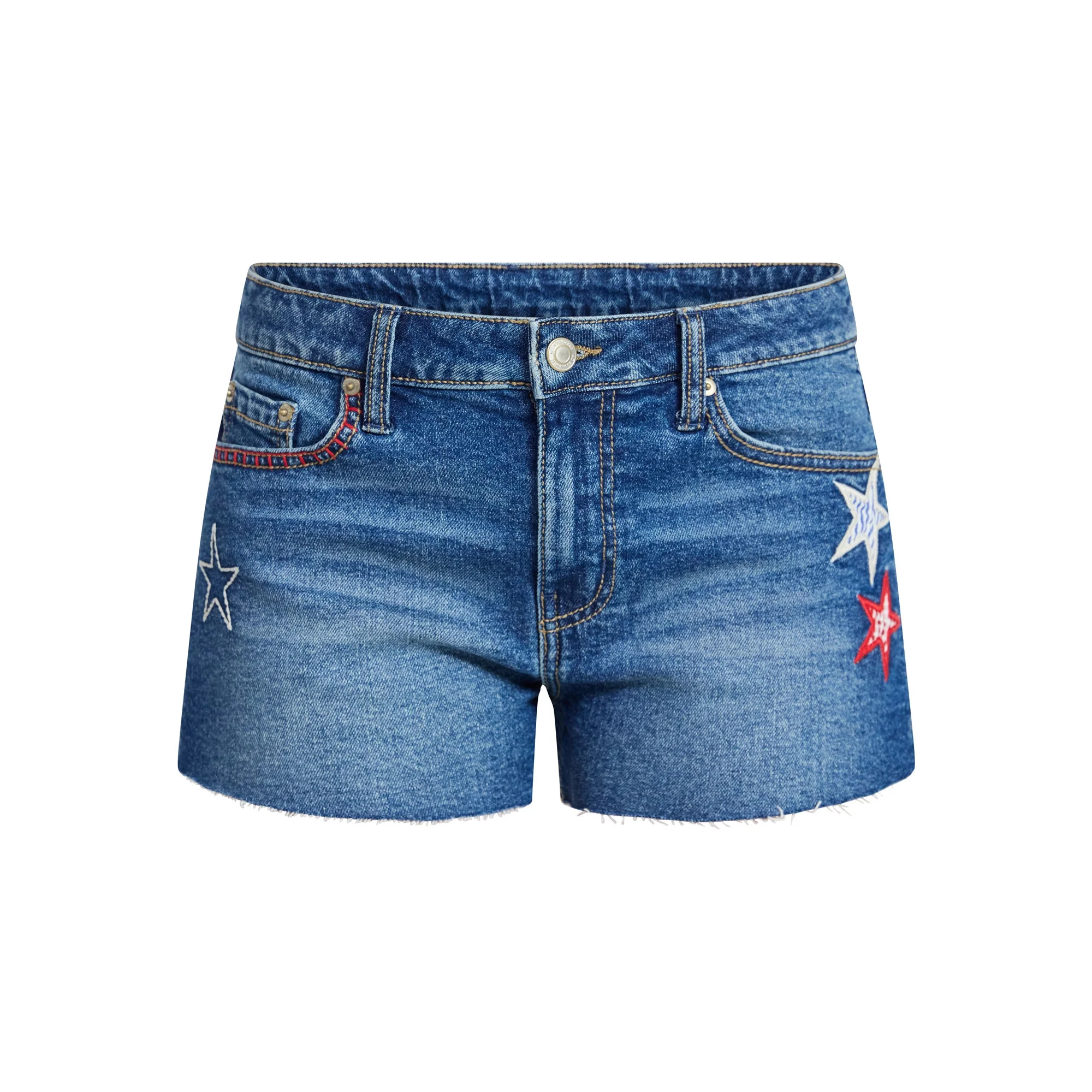 No Boundaries Festival Denim Shorts with Star Patches, 2'' Inseam, Women's 00-18 | Walmart (US)