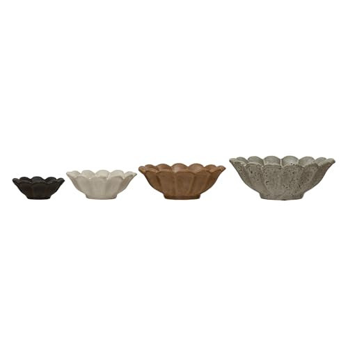 Creative Co-Op Stoneware Flower Bowls, 6" L x 6" W x 3" H, Multicolor | Amazon (US)