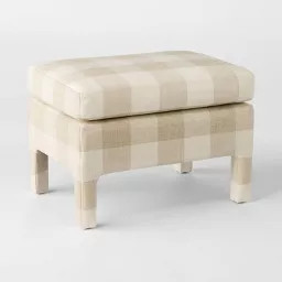 Bellfield Fully Upholstered Ottoman Cream Checkered | Target