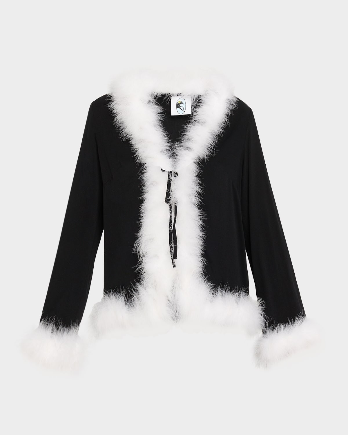 Tie-Front Feather Viscose Blouse | Neiman Marcus