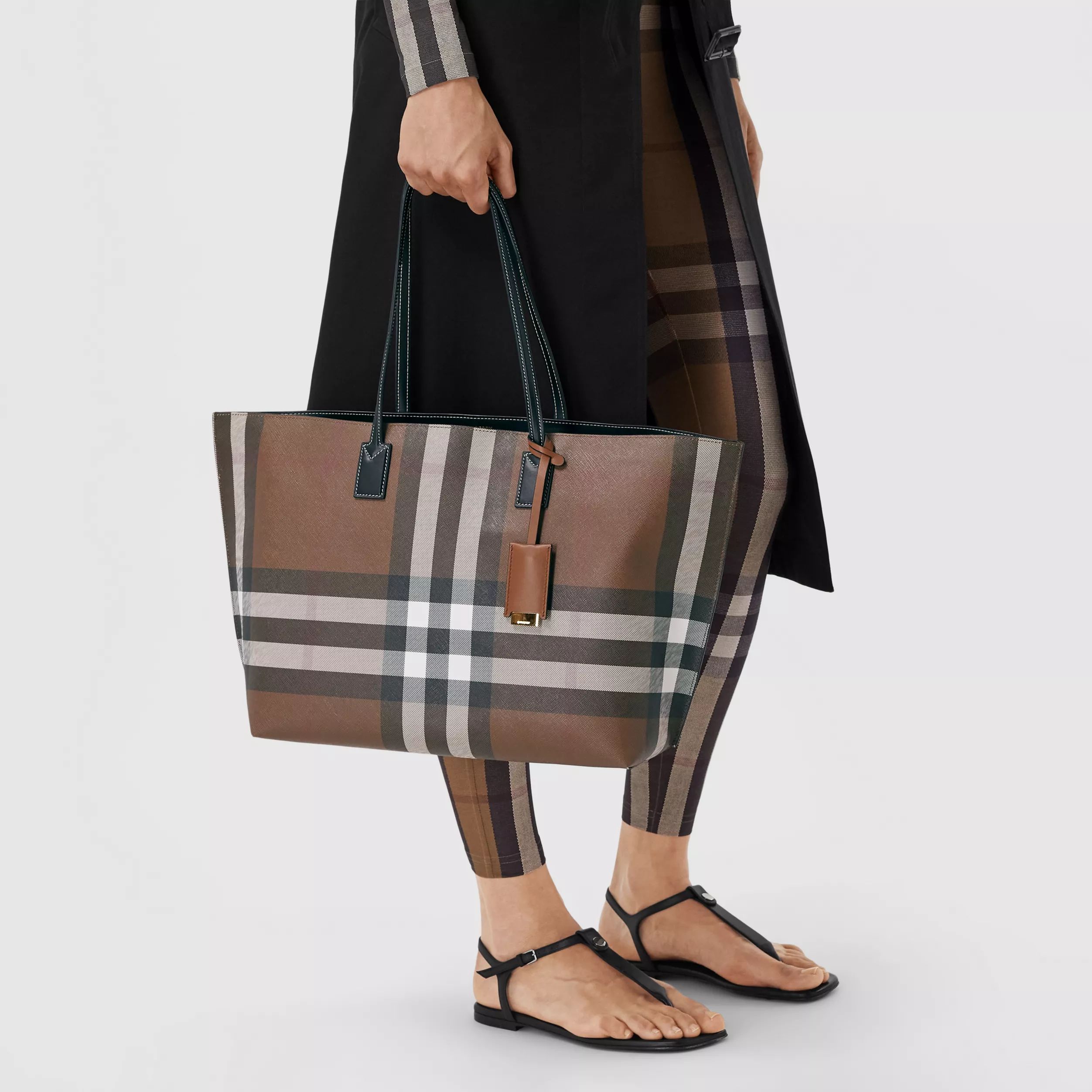 Check and Leather Medium Tote | Burberry (US)