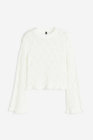 Hole-knit Open-backed Sweater - White - Ladies | H&M US | H&M (US + CA)
