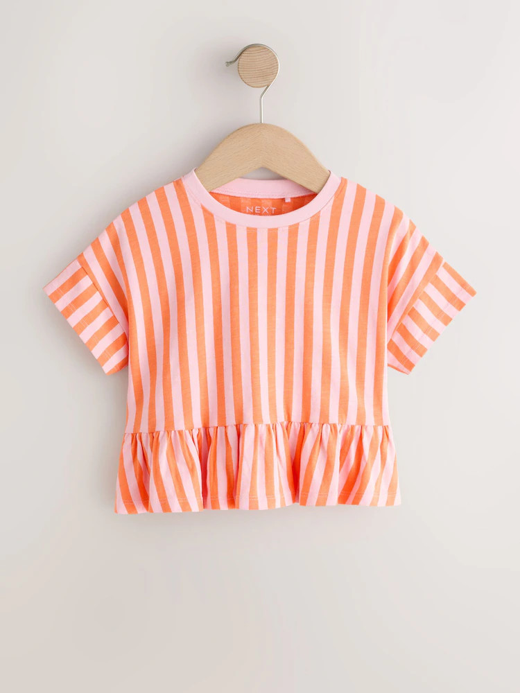 Pink/Orange Stripe Short Sleeve Peplum T-Shirt (3mths-7yrs) | Next US