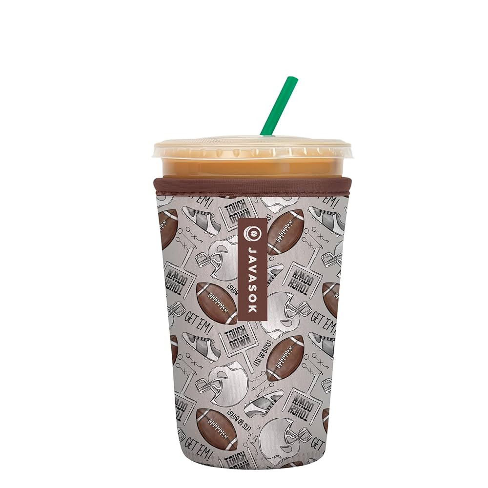 Sok It JavaSok Iced Coffee & Cold Soda Insulated Neoprene Cup Sleeve (Football, Medium: 22-28oz) | Amazon (US)