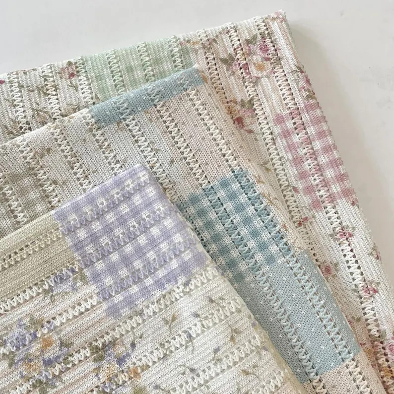 Lace Patchwork Floral Plaid Fabric,Lace Fabric,Dress Fabric,Floral Fabric,Plaid Fabric,Sewing Fab... | Etsy (Global)
