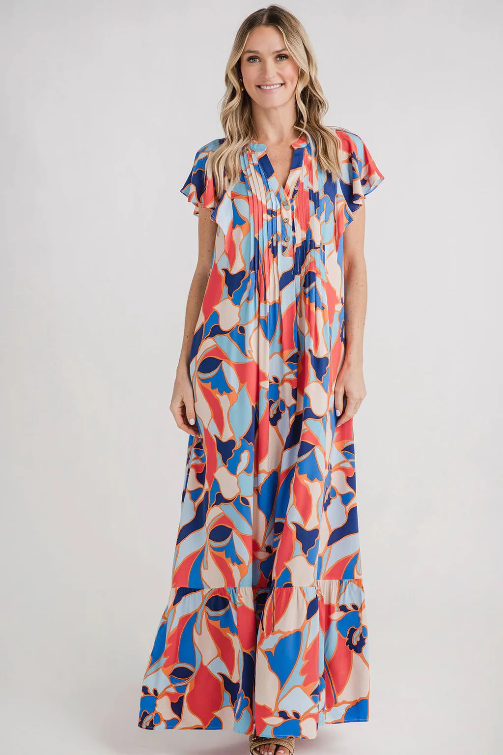 Easel Geometric Print Challs Maxi Dress | Social Threads