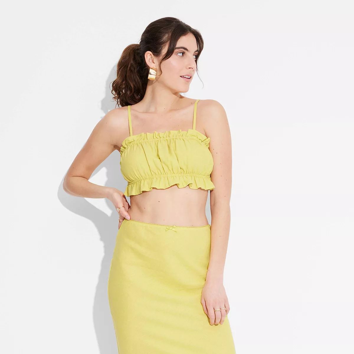 Women's Linen Tiny Tank Top - Wild Fable™ Yellow XS | Target