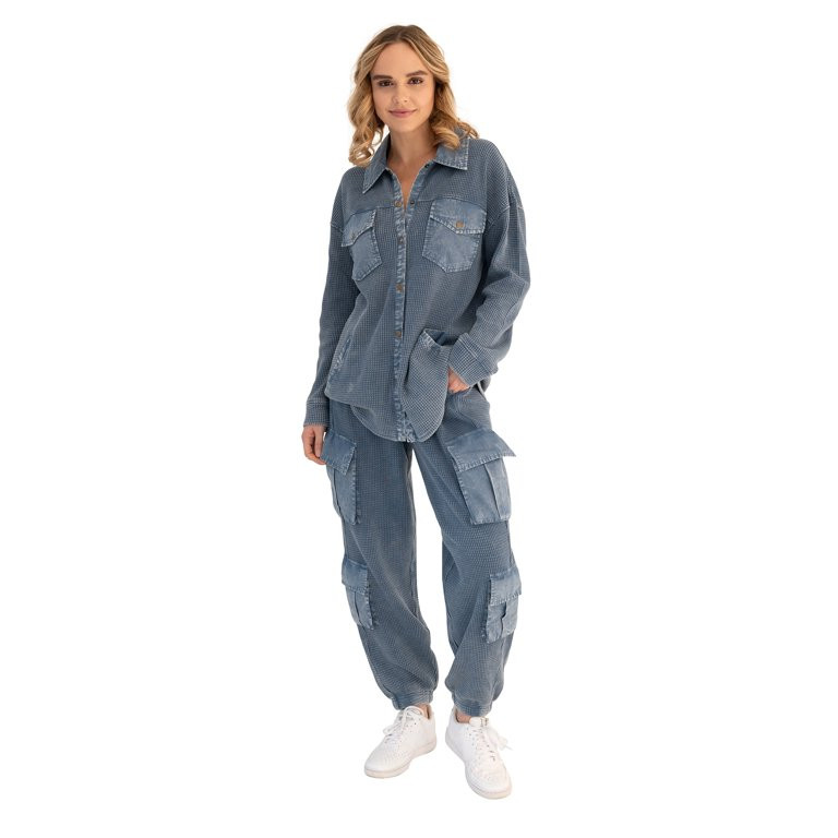 Hard Tail Women's Thermal Shacket & Cargo Pant Set | Walmart (US)
