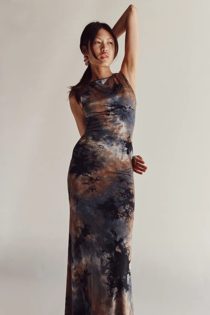 MILLEN BLUE TIE DYE MIDI DRESS | DISSH