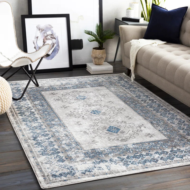 Fitz Performance Taupe/Blue Rug | Wayfair North America