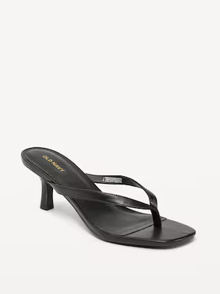 Faux-Leather Kitten-Heel Thong Mule Sandals for Women | Old Navy (US)