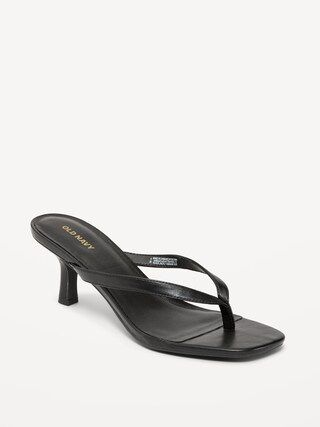 Faux-Leather Kitten-Heel Thong Mule Sandals for Women | Old Navy (US)
