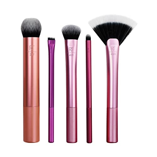 Real Techniques Artist Essentials Makeup Brush Set, For Foundation, Blush, Highlighter, Eyeshadow, & Liner, Professional Makeup Tools, Synthetic Bristles, Vegan & Cruelty-Free, 5 Piece Set | Amazon (US)