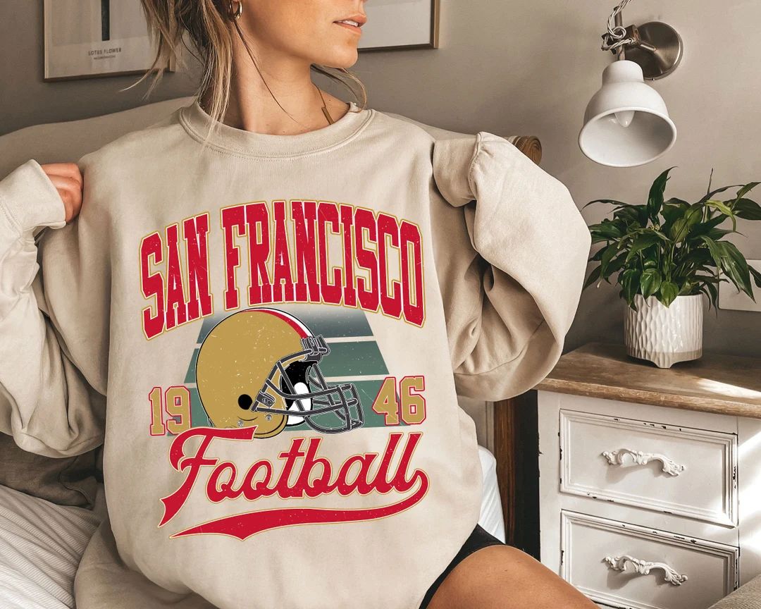 Vintage Style San Francisco Football Crewneck Sweatshirt, San Francisco Shirt, SF Football Sweats... | Etsy (US)