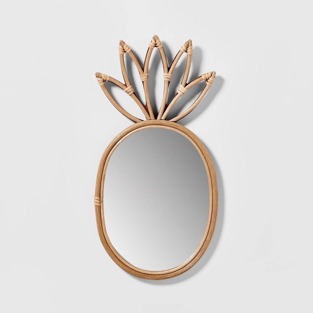 19""x9"" Pineapple Rattan Mirror - Pillowfort | Target