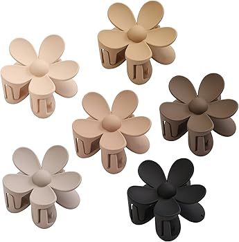 6PCS Flower Hair Clips, Matte Hair Claw Clips, Large Claw Clips For Women Thick Hair, Big Cute Da... | Amazon (US)