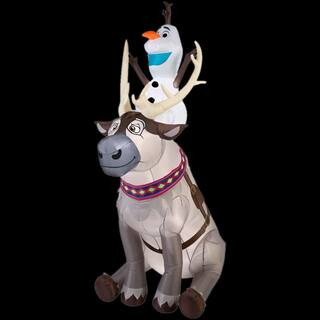 90.16 in. H x 35.83 in. W x 58.27 in. D Lighted Inflatable Olaf Sitting on Sven Scene G-11431 - T... | The Home Depot