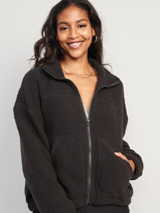 Slouchy Sherpa Zip Jacket for Women | Old Navy (US)