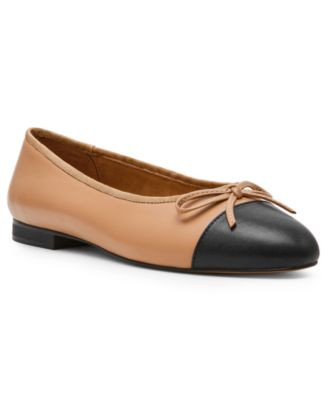 Steve Madden Women's Kit Cap-Toe Leather Ballet Flats - Black/Natural | Macy's