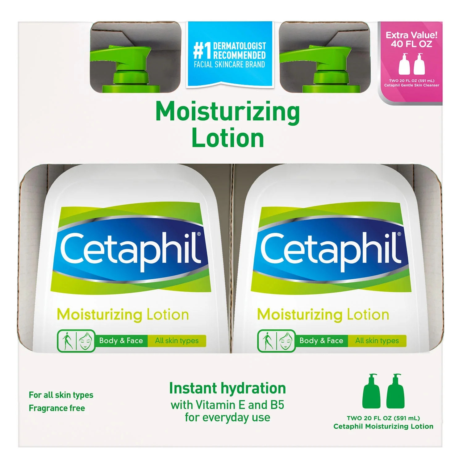 Cetaphil Moisturizing Lotion (20 fl. oz., 2 pk.) - Walmart.com | Walmart (US)
