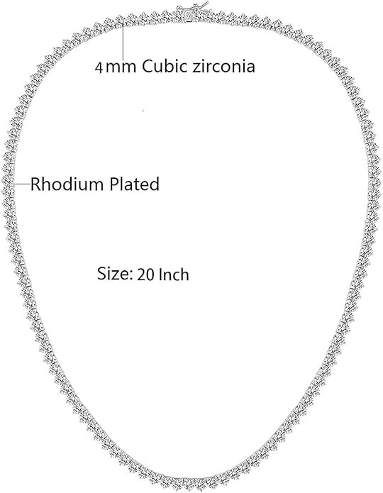 GMESME 18K White Gold Plated Cubic Zirconia Classic Tennis Necklace (14-24inch) | Amazon (US)