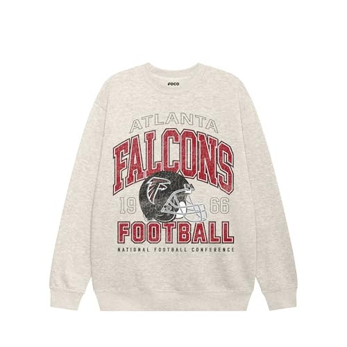 FOCO Atlanta Falcons NFL Mens Varsity Crew Neck Sweatshirt - Oatmeal Heather - M | Amazon (US)