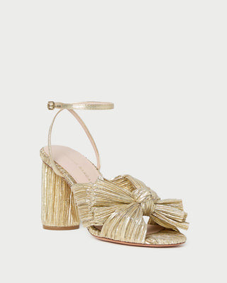 Camellia Gold Pleated Bow Heel | Loeffler Randall