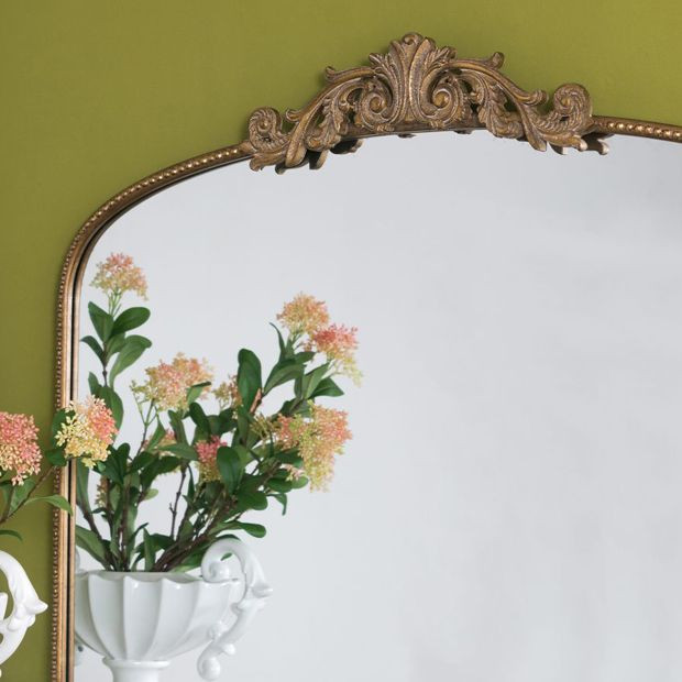 Baroque Inspired Style Gold Mantel Mirror | Antique Farm House