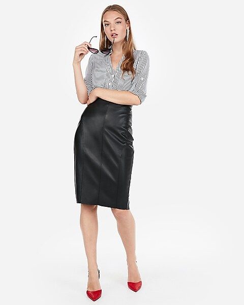High Waisted Seamed (minus The) Leather Pencil Skirt | Express