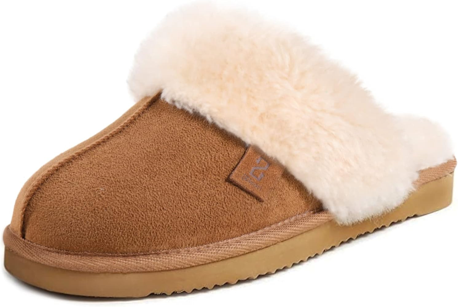 Amazon.com | Wishcotton Women's Faux Fur Scuff Slippers with Memory Foam, Ladies Slip on House Sh... | Amazon (US)
