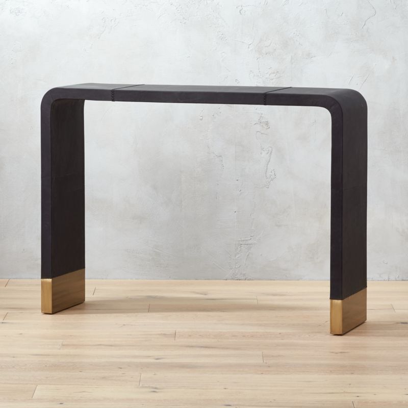 Tyler Leather Console Table with Stitch Detail + Reviews | CB2 | CB2