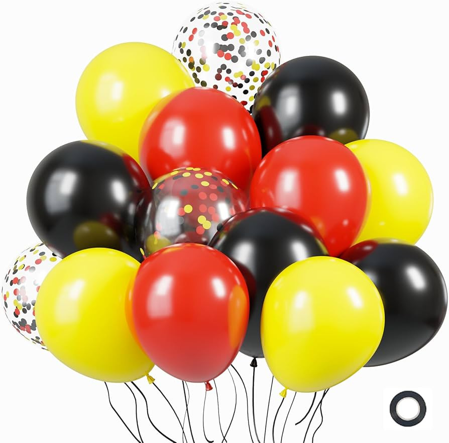 KBZVNAF Red Yellow Black Latex Balloons - 60 Pack 12 inch Red Yellow Black Confetti Party Balloon... | Amazon (US)