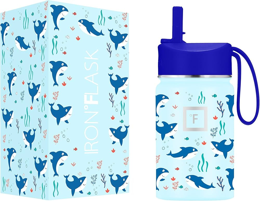 IRON °FLASK Kids Water Bottle - 10 Oz, Straw Lid, 20 Name Stickers, Vacuum Insulated Stainless S... | Amazon (US)