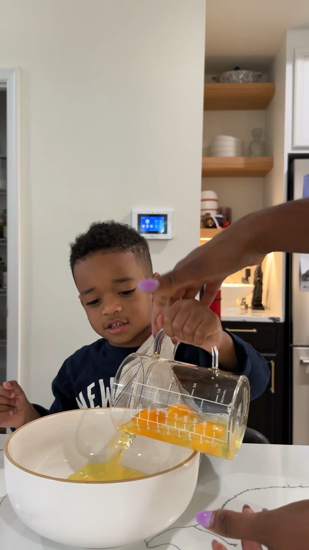Cooking breakfast with my toddler 